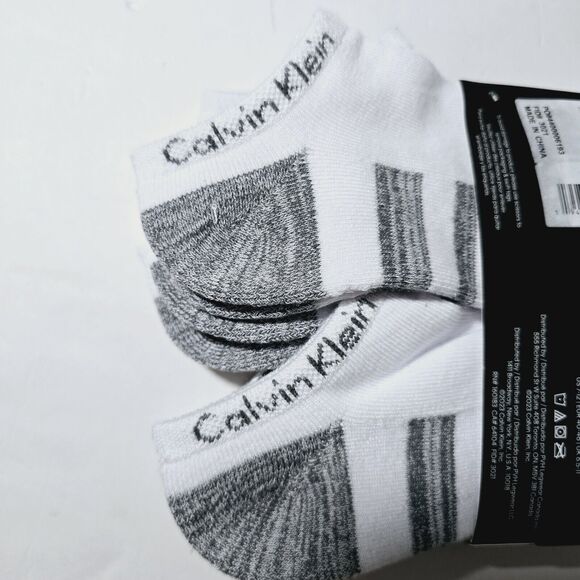 Calvin Klein No Show Socks 6-Pair Men's Cushion White Gray Size 7-12 NWT - Picture 3 of 7